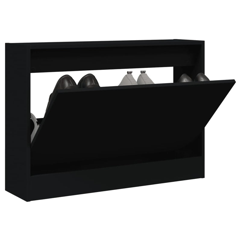 Load image into Gallery viewer, Vidaxl schoenenkast 80x21x57 cm bewerkt hout zwart

