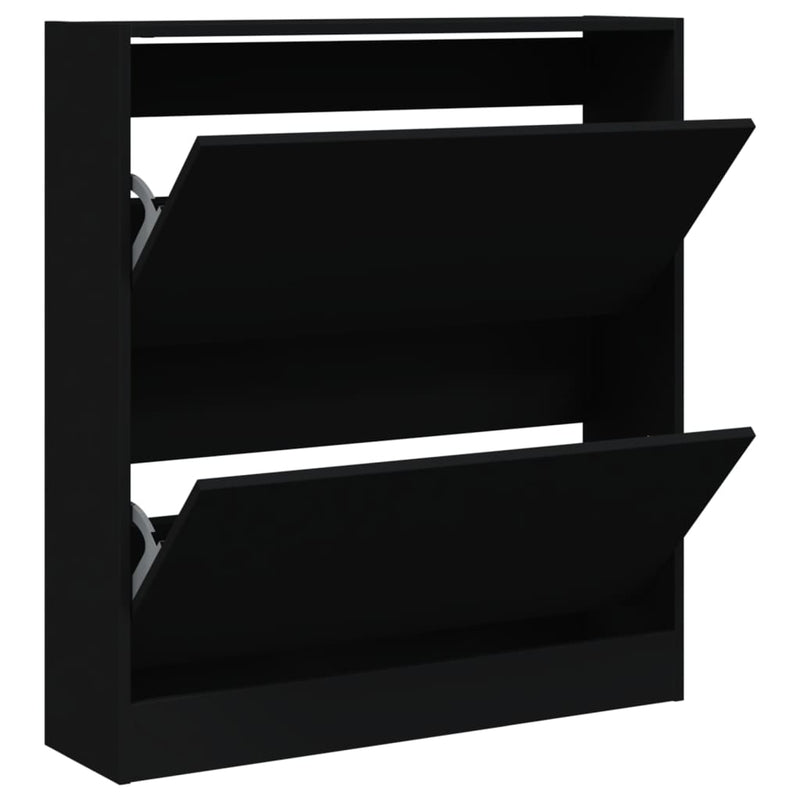 Load image into Gallery viewer, Vidaxl schoenenkast 80x21x87,5 cm bewerkt hout zwart
