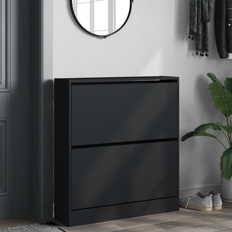 Load image into Gallery viewer, Vidaxl schoenenkast 80x21x87,5 cm bewerkt hout zwart
