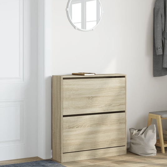Vidaxl schoenenkast 80x21x87,5 cm bewerkt hout sonoma eikenkleurig