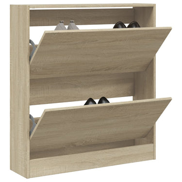 Vidaxl schoenenkast 80x21x87,5 cm bewerkt hout sonoma eikenkleurig
