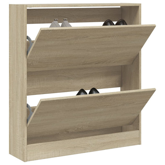 Vidaxl schoenenkast 80x21x87,5 cm bewerkt hout sonoma eikenkleurig