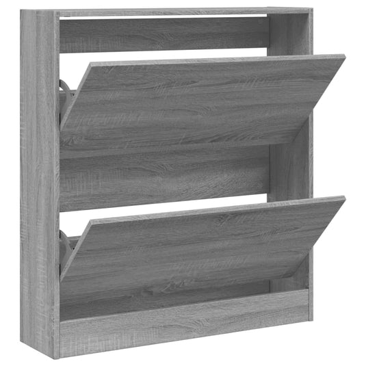 Vidaxl schoenenkast 80x21x87,5 cm bewerkt hout grijs sonoma eikenkleur