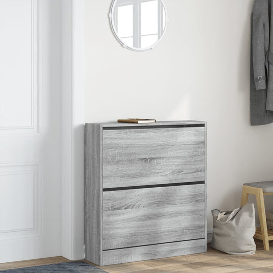 Vidaxl schoenenkast 80x21x87,5 cm bewerkt hout grijs sonoma eikenkleur