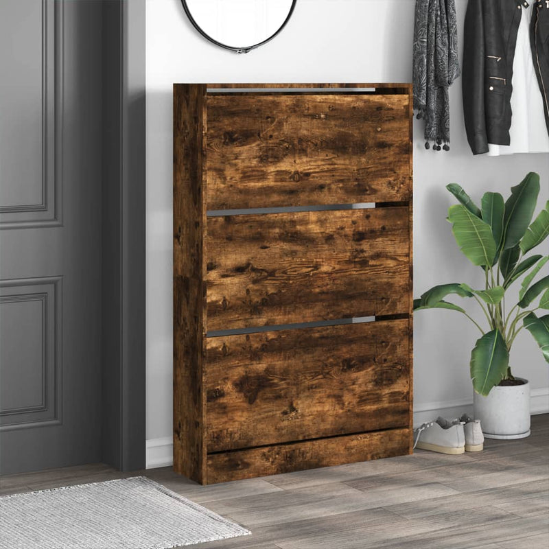 Load image into Gallery viewer, VidaXL Schoenenkast 80x21x125,5 cm bewerkt hout gerookt eikenkleurig
