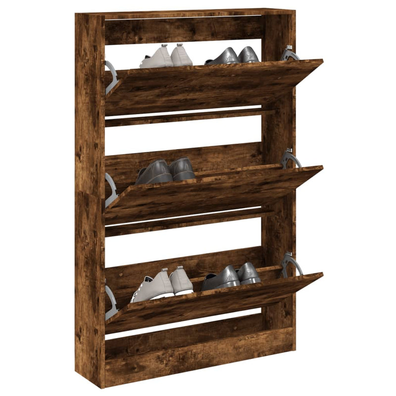 Load image into Gallery viewer, VidaXL Schoenenkast 80x21x125,5 cm bewerkt hout gerookt eikenkleurig
