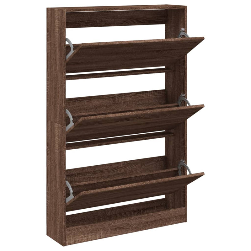 Load image into Gallery viewer, VidaXL Schoenenkast 80x21x125,5 cm bewerkt hout bruin eikenkleur
