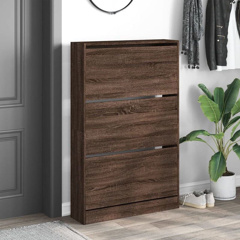 Load image into Gallery viewer, VidaXL Schoenenkast 80x21x125,5 cm bewerkt hout bruin eikenkleur
