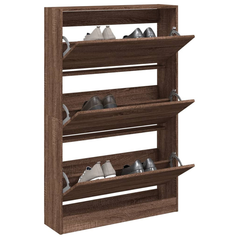 Load image into Gallery viewer, VidaXL Schoenenkast 80x21x125,5 cm bewerkt hout bruin eikenkleur
