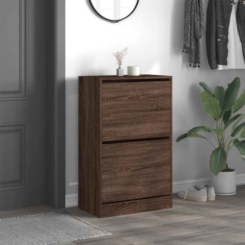 Load image into Gallery viewer, Vidaxl schoenenkast 60x34x96,5 cm bewerkt hout bruin eikenkleur
