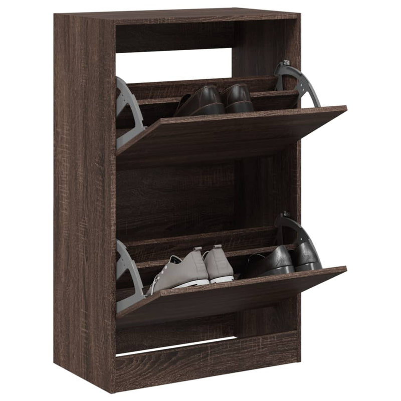 Load image into Gallery viewer, Vidaxl schoenenkast 60x34x96,5 cm bewerkt hout bruin eikenkleur
