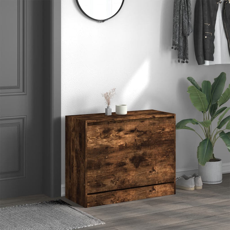 Load image into Gallery viewer, Vidaxl schoenenkast 80x34x63 cm bewerkt hout gerookt eikenkleurig
