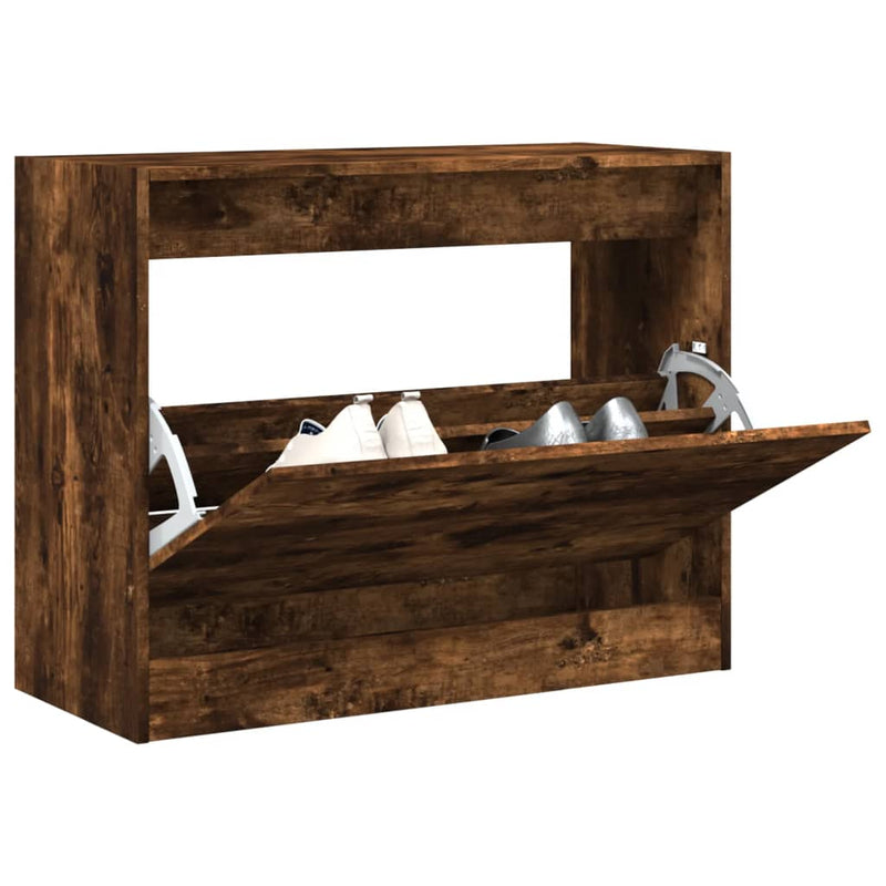 Load image into Gallery viewer, Vidaxl schoenenkast 80x34x63 cm bewerkt hout gerookt eikenkleurig
