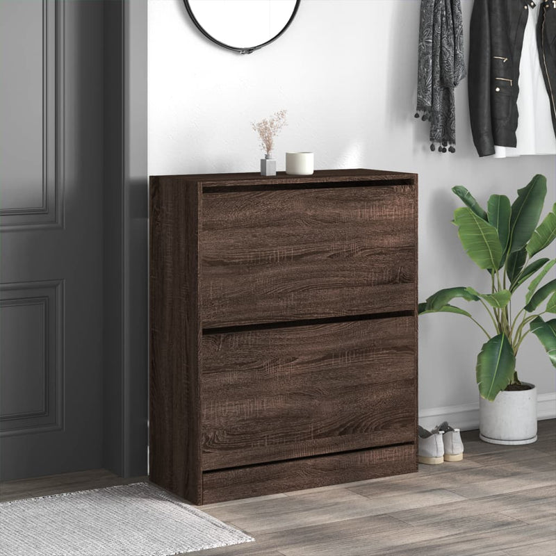 Load image into Gallery viewer, VidaXL Schoenenkast 80x34x96,5 cm bewerkt hout bruin eikenkleur
