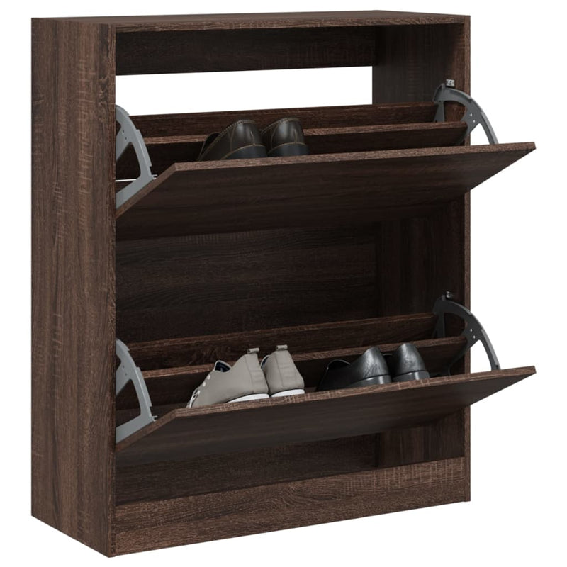 Load image into Gallery viewer, VidaXL Schoenenkast 80x34x96,5 cm bewerkt hout bruin eikenkleur
