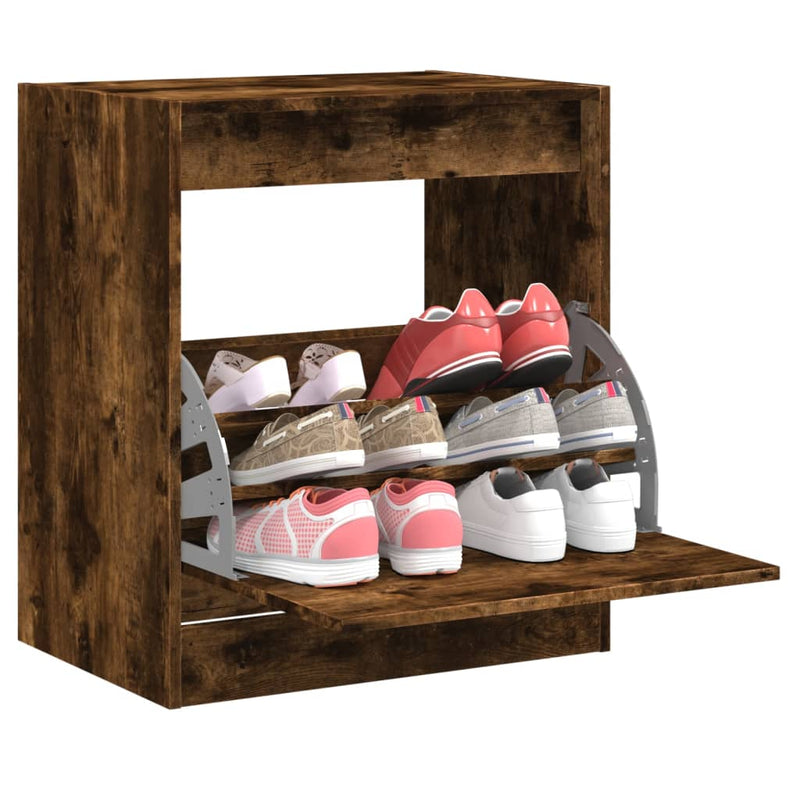 Load image into Gallery viewer, Vidaxl schoenenkast 60x42x69 cm bewerkt hout gerookt eikenkleurig
