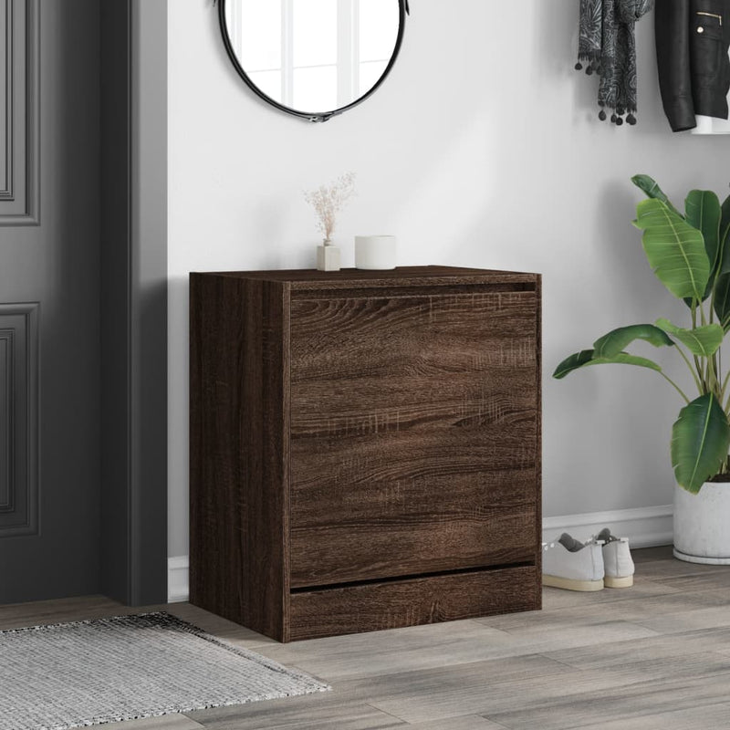 Load image into Gallery viewer, Vidaxl schoenenkast 60x42x69 cm bewerkt hout bruin eikenkleur

