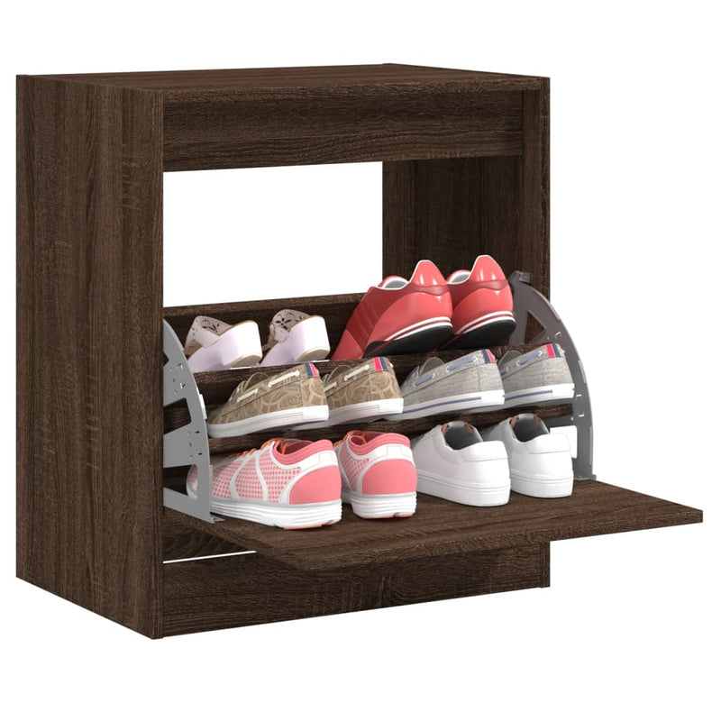 Load image into Gallery viewer, Vidaxl schoenenkast 60x42x69 cm bewerkt hout bruin eikenkleur
