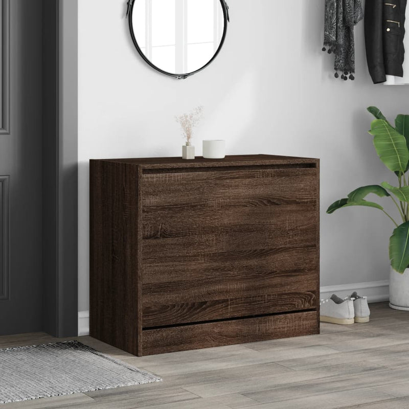 Load image into Gallery viewer, Vidaxl schoenenkast 80x42x69 cm bewerkt hout bruin eikenkleur
