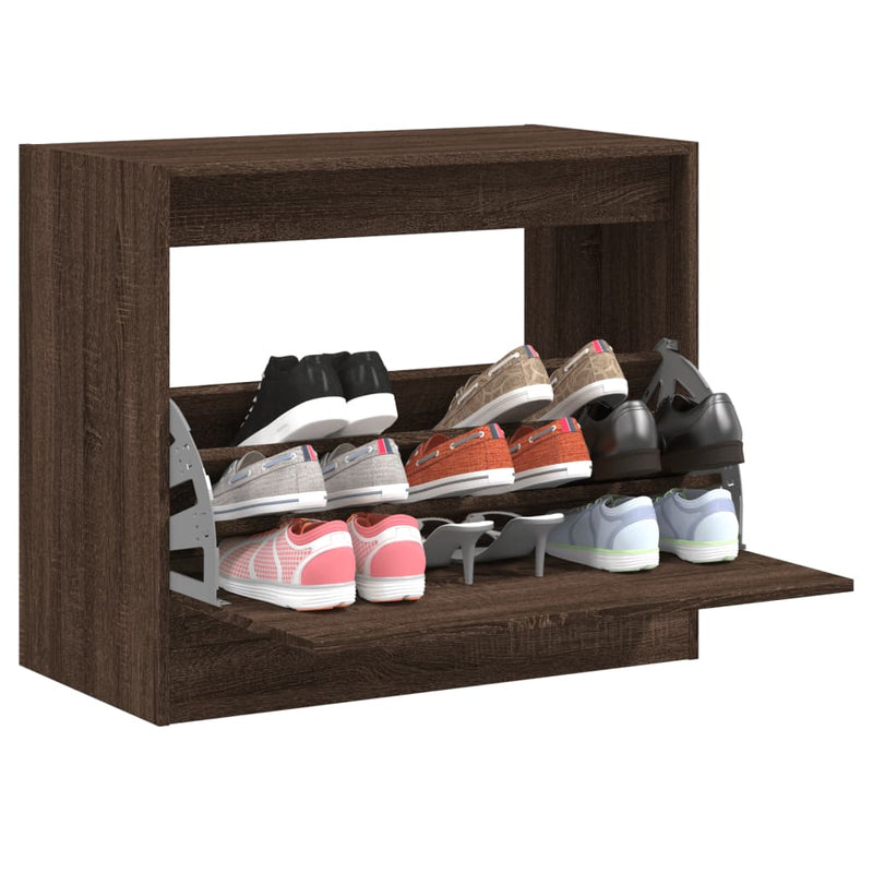 Load image into Gallery viewer, Vidaxl schoenenkast 80x42x69 cm bewerkt hout bruin eikenkleur
