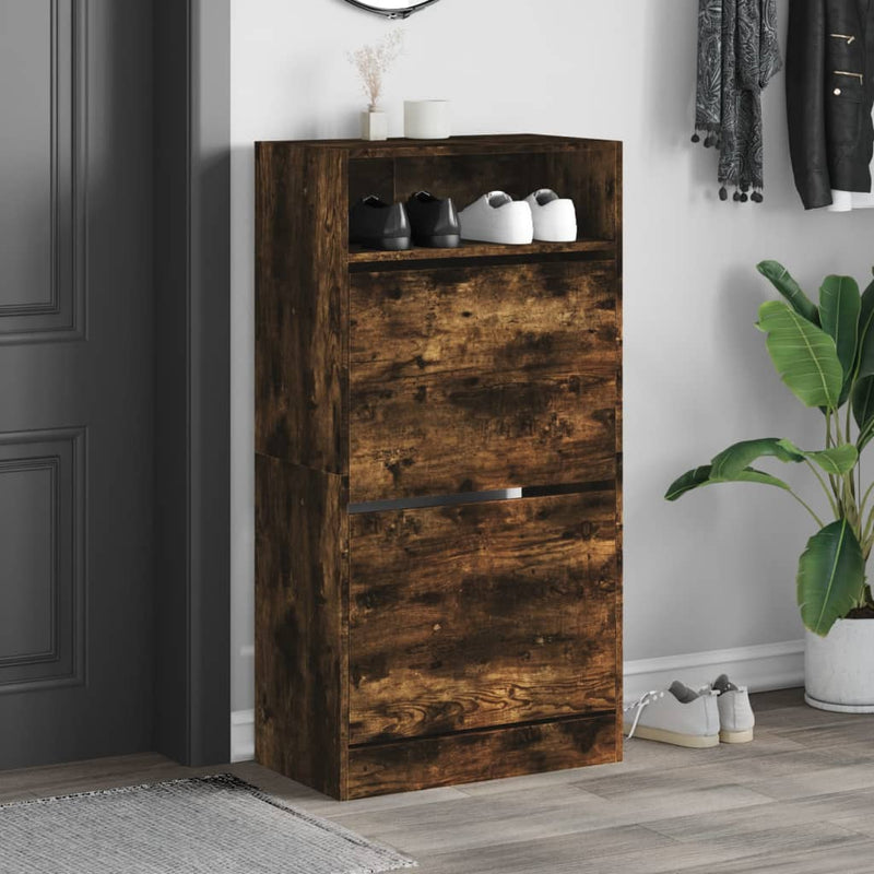 Load image into Gallery viewer, Vidaxl schoenenkast 60x34x116 cm bewerkt hout gerookt eikenkleurig

