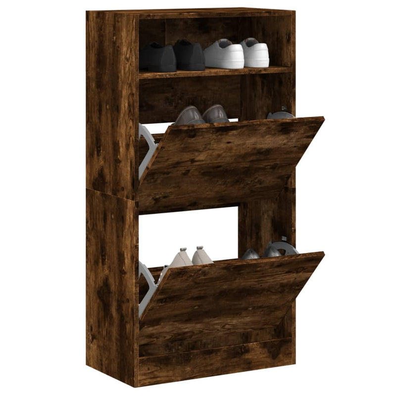Load image into Gallery viewer, Vidaxl schoenenkast 60x34x116 cm bewerkt hout gerookt eikenkleurig
