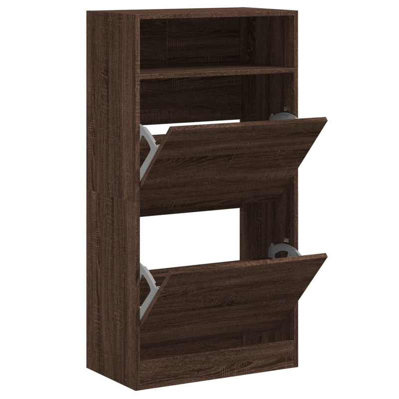Load image into Gallery viewer, Vidaxl schoenenkast 60x34x116 cm bewerkt hout bruin eikenkleur
