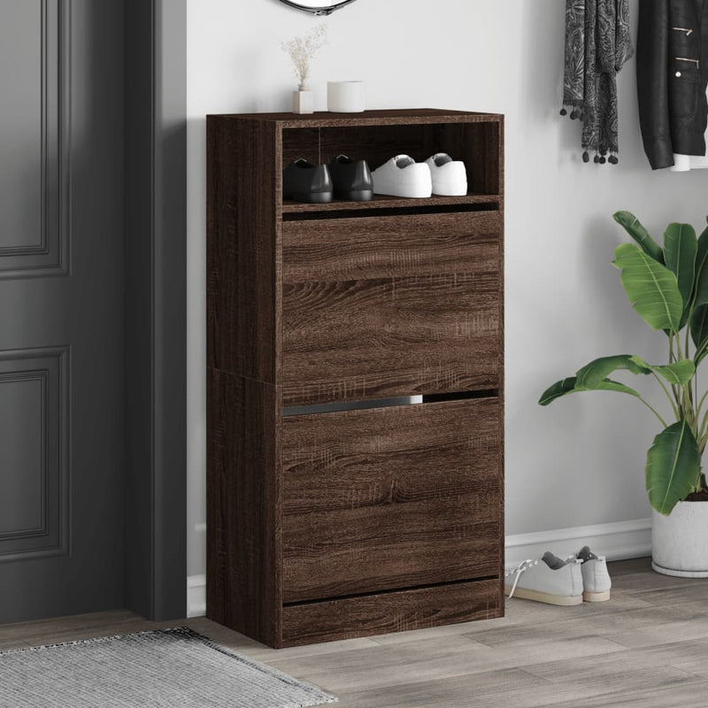Load image into Gallery viewer, Vidaxl schoenenkast 60x34x116 cm bewerkt hout bruin eikenkleur
