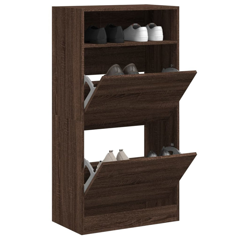 Load image into Gallery viewer, Vidaxl schoenenkast 60x34x116 cm bewerkt hout bruin eikenkleur
