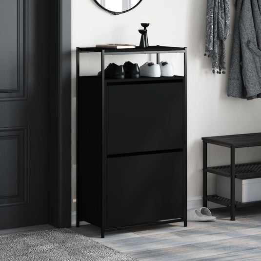 Vidaxl schoenenkast 60x34x112 cm bewerkt hout zwart