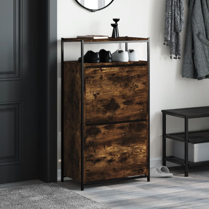 Load image into Gallery viewer, Vidaxl schoenenkast 60x34x112 cm bewerkt hout gerookt eikenkleurig
