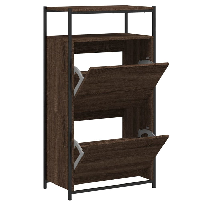 Load image into Gallery viewer, Vidaxl schoenenkast 60x34x112 cm bewerkt hout bruin eikenkleur
