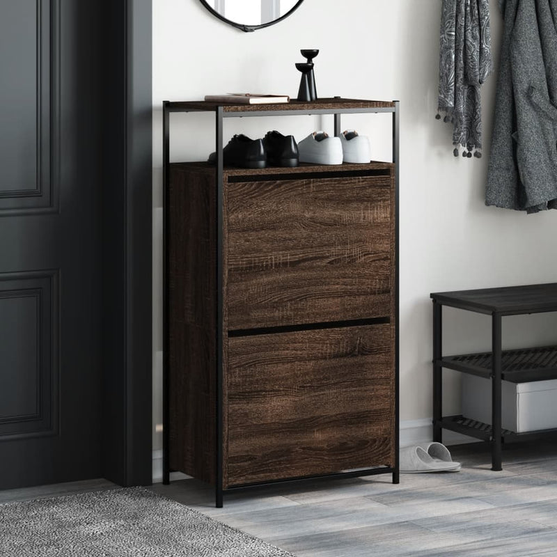 Load image into Gallery viewer, Vidaxl schoenenkast 60x34x112 cm bewerkt hout bruin eikenkleur

