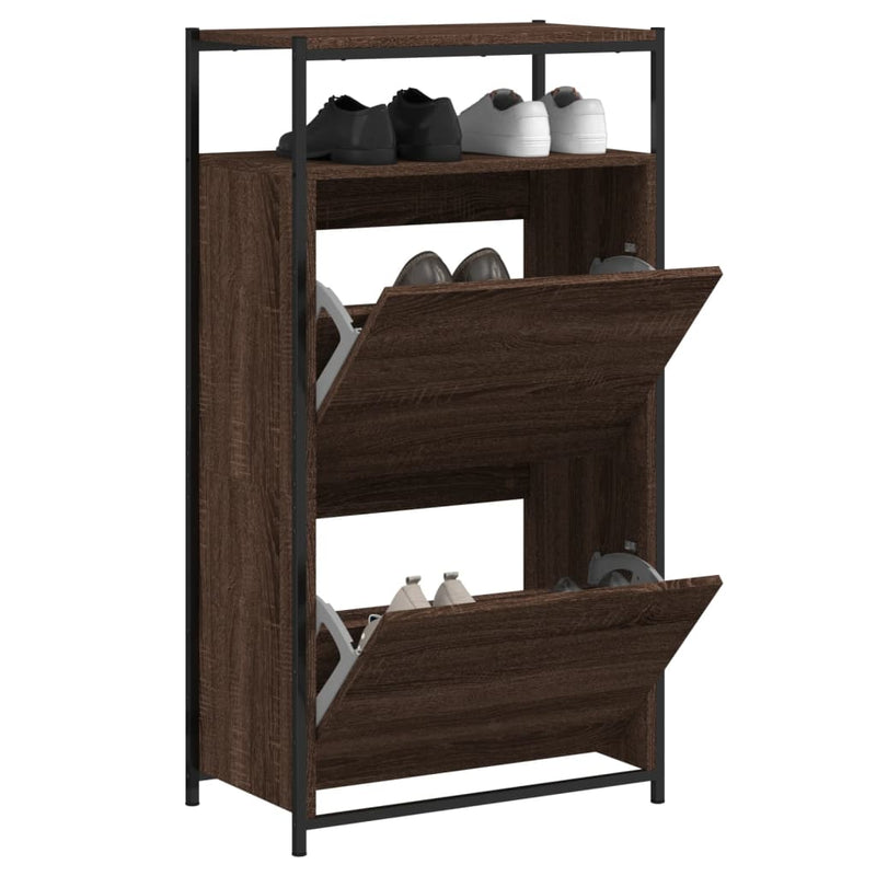 Load image into Gallery viewer, Vidaxl schoenenkast 60x34x112 cm bewerkt hout bruin eikenkleur
