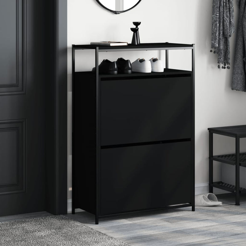 Load image into Gallery viewer, VidaXL Schoenenkast 75x34x112 cm bewerkt hout zwart
