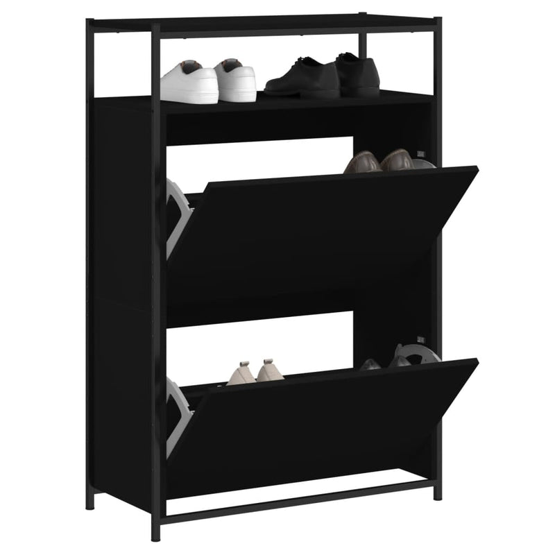 Load image into Gallery viewer, VidaXL Schoenenkast 75x34x112 cm bewerkt hout zwart
