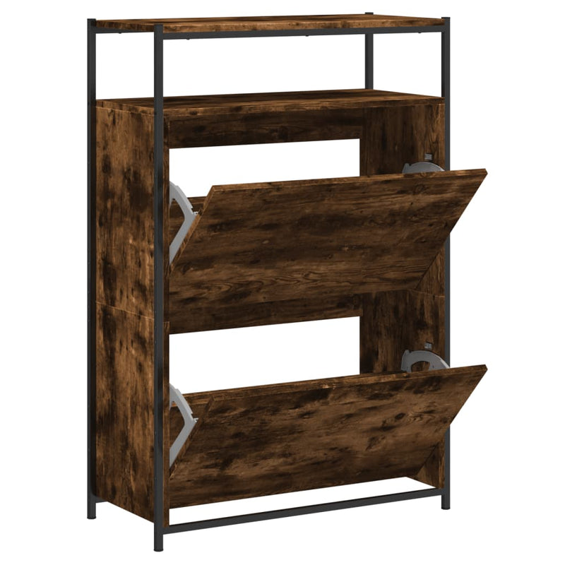 Load image into Gallery viewer, VidaXL Schoenenkast 75x34x112 cm bewerkt hout gerookt eikenkleurig
