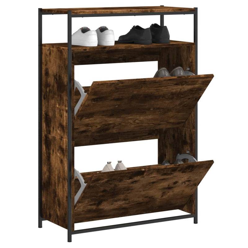 Load image into Gallery viewer, VidaXL Schoenenkast 75x34x112 cm bewerkt hout gerookt eikenkleurig
