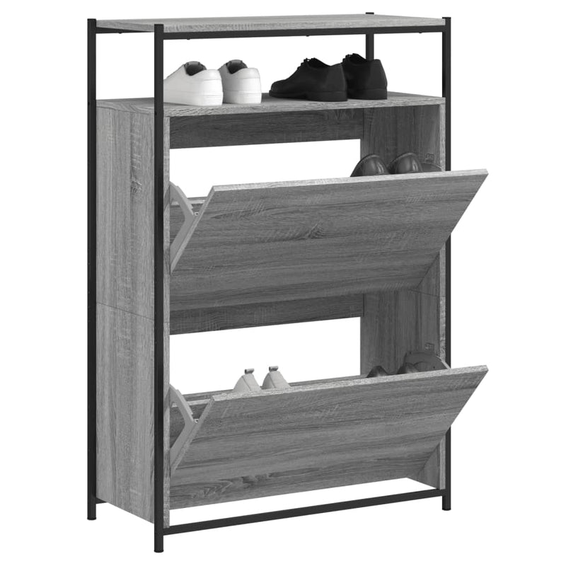 Load image into Gallery viewer, VidaXL Schoenenkast 75x34x112 cm bewerkt hout grijs sonoma eikenkleur
