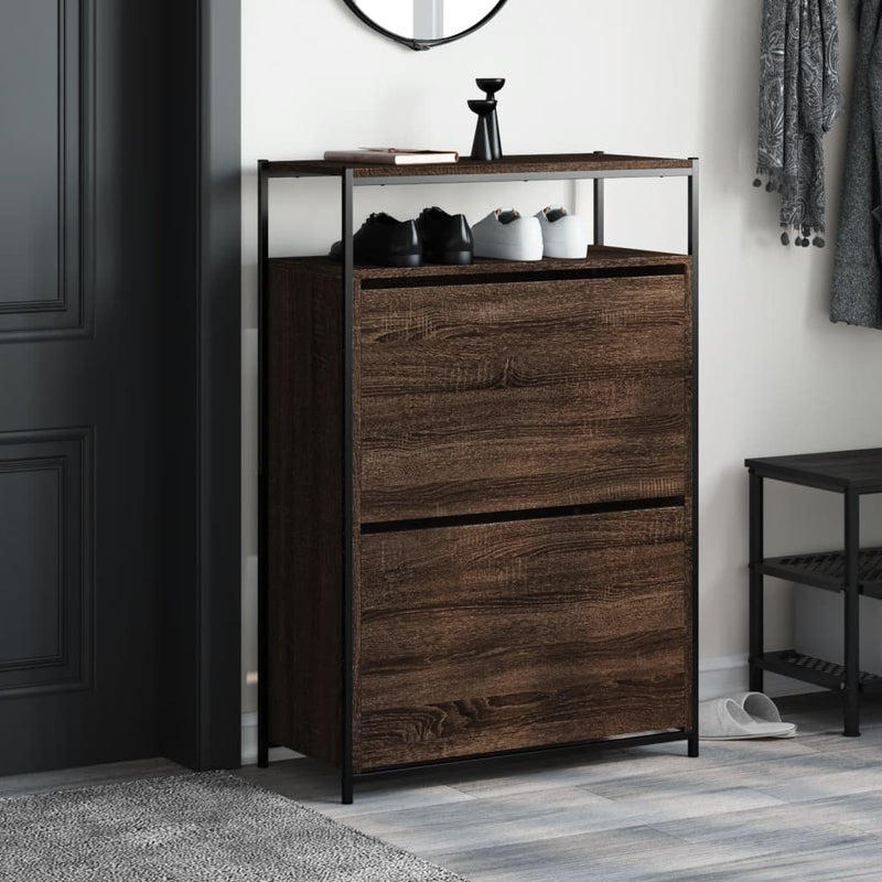 Load image into Gallery viewer, VidaXL Schoenenkast 75x34x112 cm bewerkt hout bruin eikenkleur
