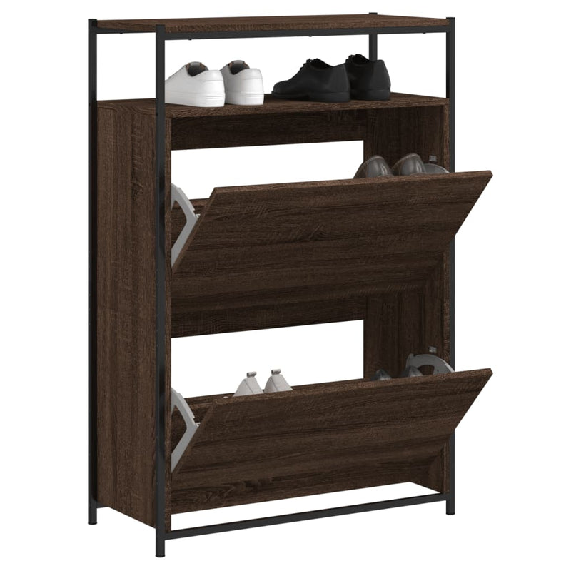 Load image into Gallery viewer, VidaXL Schoenenkast 75x34x112 cm bewerkt hout bruin eikenkleur
