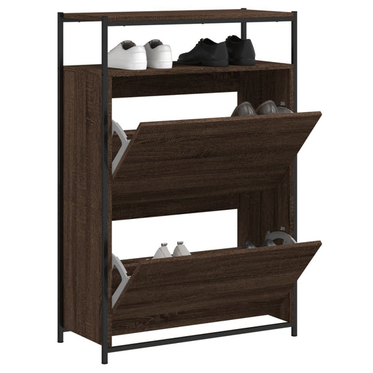 VidaXL Schoenenkast 75x34x112 cm bewerkt hout bruin eikenkleur