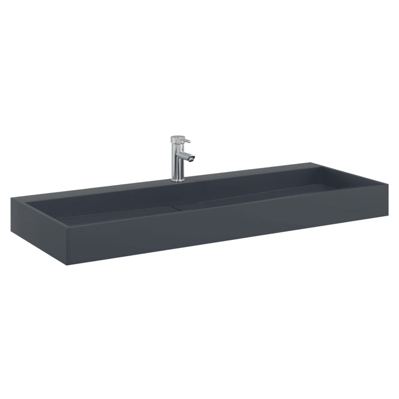 Load image into Gallery viewer, VidaXL Wastafel 120x46x11 cm mineraal gegoten marmer gegoten antraciet
