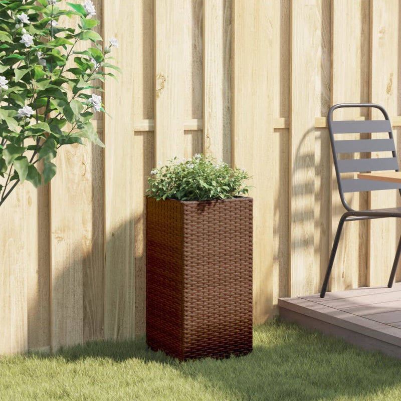 Chargez l'image dans la visionneuse de la galerie, Vidaxl plantenbak 30x30x60 cm poly rattan bruin
