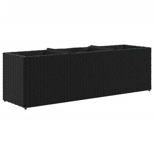 Vidaxl plantenbak met 3 potten 105x30x32 cm poly rattan zwart
