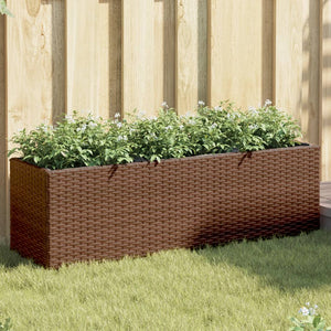 Vidaxl plantenbak met 3 potten 105x30x32 cm poly rattan bruin