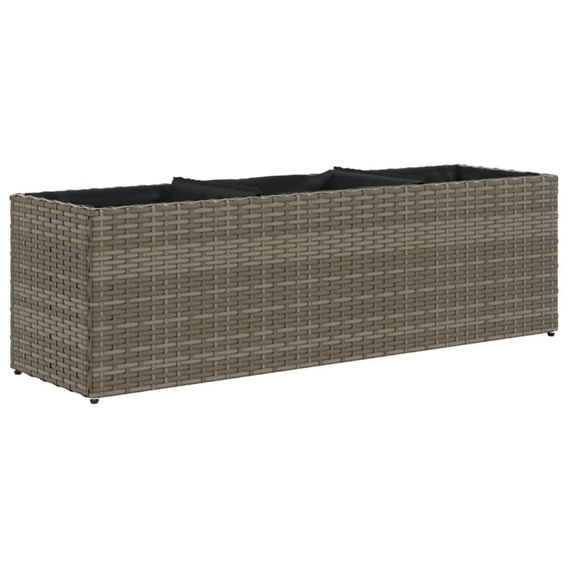 Load image into Gallery viewer, Vidaxl plantenbak met 3 potten 105x30x32 cm poly rattan grijs
