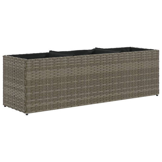 Vidaxl plantenbak met 3 potten 105x30x32 cm poly rattan grijs