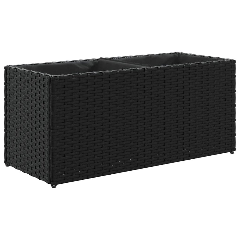 Load image into Gallery viewer, Vidaxl plantenbak met 2 potten 72x30x32 cm poly rattan zwart
