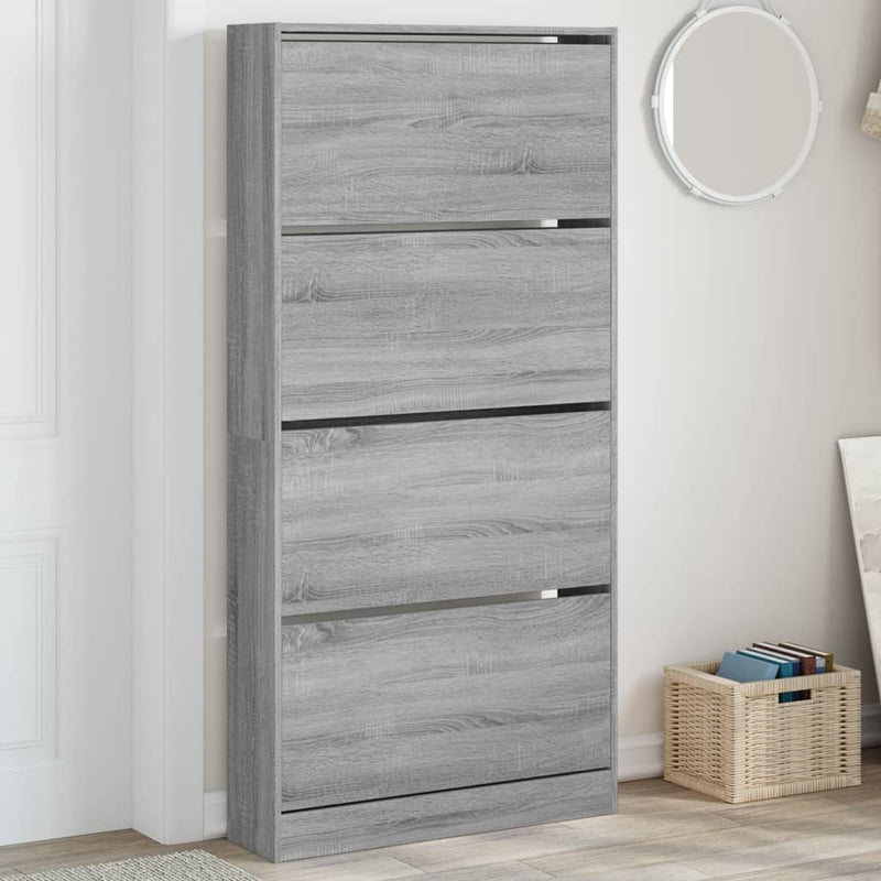 Load image into Gallery viewer, VidaXL Schoenenkast met 4 klaplades 80x21x163,5 cm grijs sonoma
